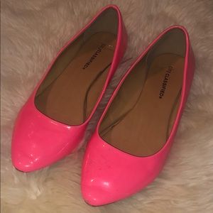 Hot pink neon ballet flats